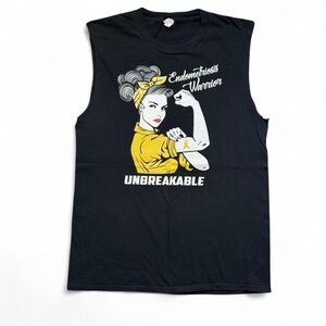 Port & Company VTG 00s Endometriosis Warrior Feminist Black Muscle Tank — SMALL